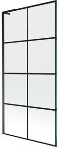 Mexen Next L, 1 szárnyas kádparaván 90 x 150 cm, 6mm átlátszó üveg-fekete mintás, fekete profil, 895-090-000-03-77-70