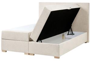 Boxspring ágy tárolóval MAJOR 140 x 200 cm Világosbézs