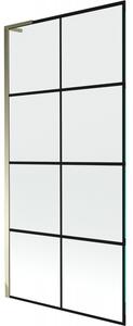 Mexen Next L, 1 szárnyas kádparaván 90 x 150 cm, 6mm átlátszó üveg-fekete mintás, arany fényes profil, 895-090-000-03-77-50