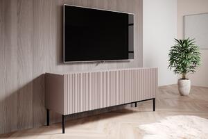 Nicole 150 cm-es TV-szekrény - antik rózsaszín MDF / fekete lábak