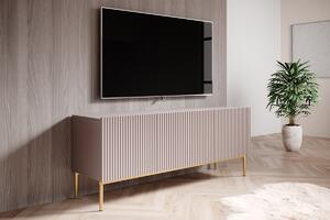 Nicole 150 cm-es TV-szekrény - antik rózsaszín MDF / arany lábak