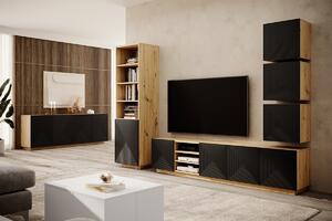 Asha TV-szekrény 200 cm polccal - artisan/fekete matt