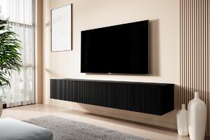 Nicole 200 cm-es fali TV-szekrény - fekete / matt fekete