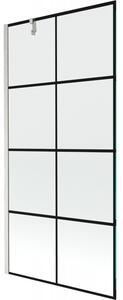 Mexen Next, 1 szárnyas kádparaván 90 x 150 cm, 6 mm átlátszó üveg - fekete mintás, acél, 895-090-000-00-77-97