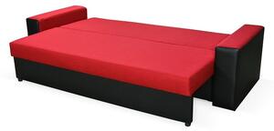 AIDA modern kanapé, fekete öko bőr + piros