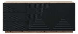 Asha 167 cm fiókos komód - artisan /fekete matt