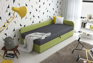VALESKA kárpitozott ágy 90x200, zöld + szürke
