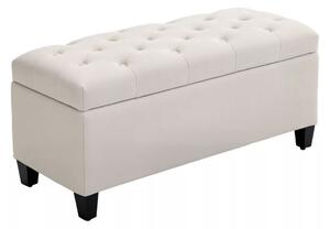 HOMCOM Tárolópad kárpitozott pad vászonhatásúval, 100 x 40 x 44 cm, krémfehér
