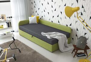 VALESKA kárpitozott ágy 80x200, zöld + szürke