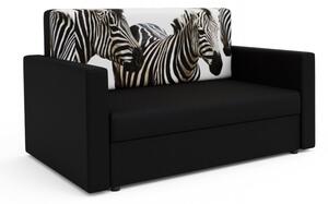 Modern zebramintás ARIA 120 kinyitható kanapé - fekete