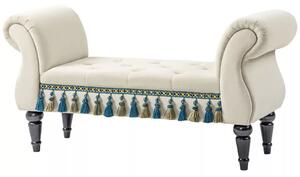 Kárpitozott pad, ülőfelülettel, vintage dizájn, 150 kg-ig, 117x40x58 cm, bézs