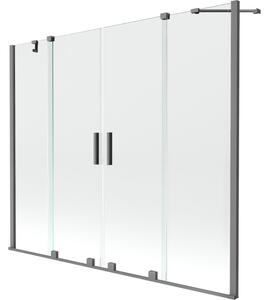 Mexen Velar Duo, eltolható 2 szárnyas kádparaván 170x150 cm, 8mm átlátszó üveg, grafit, 896-170-000-02-95