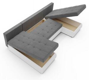 BORIS 1 modern u-alakú, kinyitható ülőgarnitúra - szürke / fehér