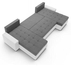 BORIS 2 modern kinyitható, U-alakú ülőgarnitúra - szürke / fehér