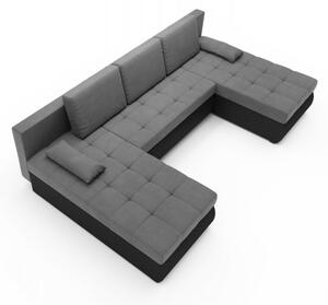 BORIS 1 modern u-alakú, kinyitható ülőgarnitúra - szürke / fekete
