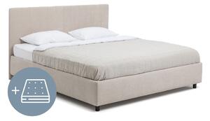 Bézs kárpitozott ágyneműtartós franciaágy matraccal, ágyráccsal 180x200 cm Myra Slim Line – Bonami Selection