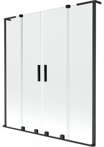 Mexen Velar L Duo, 2 szárnyas eltolható kádparaván 150 x 150 cm, 8mm átlátszó üveg, fekete matt, 896-150-003-02-70