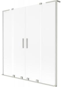 Mexen Velar L Duo, 2 szárnyas eltolható kádparaván 140 x 150 cm, 8 mm-es mattüveg, csiszolt acél, 896-140-003-32-97