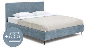 Kék kárpitozott franciaágy matraccal, ágyráccsal 180x200 cm Noira Slim – Bonami Selection