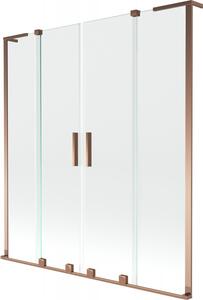 Mexen Velar L Duo, 2 szárnyas eltolható kádparaván 140 x 150 cm, 8mm átlátszó üveg, rózsaszín arany, 896-140-003-02-60