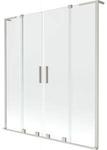 Mexen Velar L Duo, 2 szárnyas eltolható kádparaván 140 x 150 cm, 8mm átlátszó üveg, csiszolt acél, 896-140-003-02-97