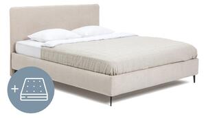 Bézs kárpitozott franciaágy matraccal, ágyráccsal 160x200 cm Noira Slim – Bonami Selection
