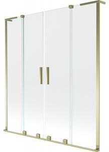 Mexen Velar L Duo, 2 szárnyas eltolható kádparaván 140 x 150 cm, 8mm átlátszó üveg, arany fényes, 896-140-003-02-50