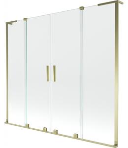 Mexen Velar L Duo, 2 szárnyas eltolható kádparaván 170 x 150 cm, 8mm átlátszó üveg, arany fényes, 896-170-003-02-50