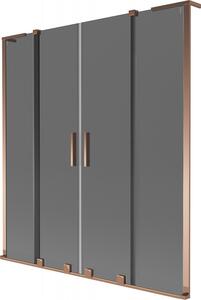 Mexen Velar L Duo, 2 szárnyas eltolható kádparaván 140 x 150 cm, 8mm szürke üveg, rózsaszín arany, 896-140-003-42-60