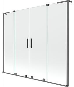 Mexen Velar L Duo, 2 szárnyas eltolható kádparaván 180 x 150 cm, 8mm átlátszó üveg, grafit, 896-180-003-02-95