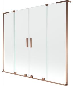 Mexen Velar L Duo, 2 szárnyas eltolható kádparaván 170 x 150 cm, 8mm átlátszó üveg, rózsaszín arany, 896-170-003-02-60