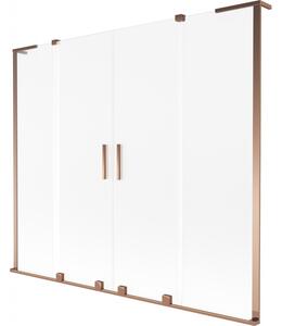 Mexen Velar L Duo, 2 szárnyas eltolható kádparaván 200 x 150 cm, 8 mm-es matt üveg, rózsaszín arany, 896-200-003-32-60