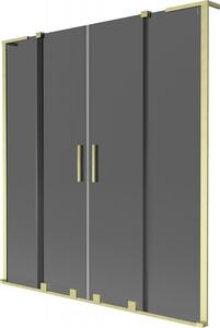 Mexen Velar L Duo, 2 szárnyas eltolható kádparaván 140 x 150 cm, 8mm szürke üveg, arany matt, 896-140-003-42-55