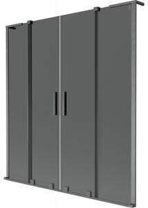 Mexen Velar L Duo, 2 szárnyas eltolható kádparaván 140 x 150 cm, 8mm szürke üveg, polírozott grafit, 896-140-003-42-66