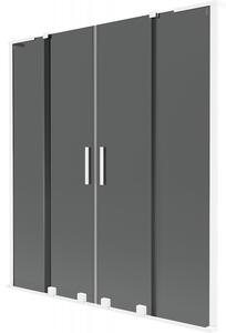 Mexen Velar L Duo, 2 szárnyas eltolható kádparaván 140 x 150 cm, 8mm szürke üveg, fehér matt, 896-140-003-42-20