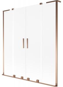 Mexen Velar L Duo, 2 szárnyas eltolható kádparaván 140 x 150 cm, 8 mm-es matt üveg, rózsaszín arany, 896-140-003-32-60