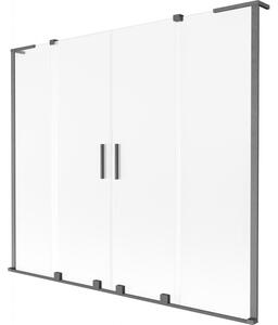 Mexen Velar L Duo, 2 szárnyas eltolható kádparaván 170 x 150 cm, 8 mm-es mattüveg, polírozott grafit, 896-170-003-32-66