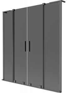 Mexen Velar L Duo, 2 szárnyas eltolható kádparaván 140 x 150 cm, 8mm szürke üveg, grafit, 896-140-003-42-95
