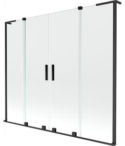Mexen Velar L Duo, 2 szárnyas eltolható kádparaván 170 x 150 cm, 8mm átlátszó üveg, fekete matt, 896-170-003-02-70