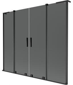 Mexen Velar L Duo, 2 szárnyas eltolható kádparaván 170 x 150 cm, 8mm szürke üveg, fekete matt, 896-170-003-42-70
