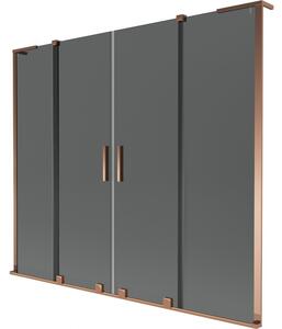 Mexen Velar L Duo, 2 szárnyas eltolható kádparaván 170 x 150 cm, 8mm szürke üveg, rózsaszín arany, 896-170-003-42-60