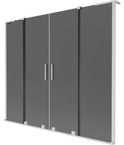 Mexen Velar L Duo, 2 szárnyas eltolható kádparaván 170 x 150 cm, 8mm szürke üveg, csiszolt acél, 896-170-003-42-97