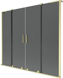 Mexen Velar L Duo, 2 szárnyas eltolható kádparaván 170 x 150 cm, 8mm szürke üveg, arany matt, 896-170-003-42-55