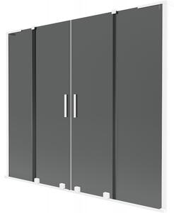 Mexen Velar L Duo, 2 szárnyas eltolható kádparaván 170 x 150 cm, 8mm szürke üveg, fehér matt, 896-170-003-42-20