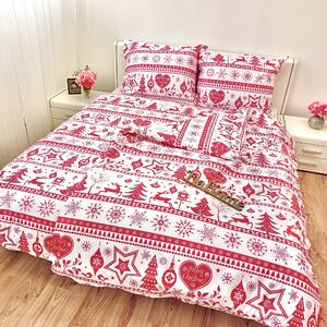 Karácsonyi Christmas piros pamut ágyneműhuzat - 1x Párna 90x70cm, 1x Paplan 140x200cm