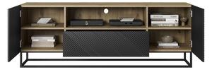 Asha TV-szekrény, 167 cm, fém talapzaton - Artisan/matt fekete