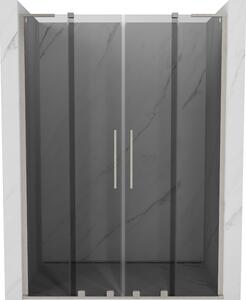 Mexen Velar L Duo, tolózuhanyajtó nyitáshoz 160 cm, 8 mm szürke üveg, szálcsiszolt acél, 871-160-003-42-97