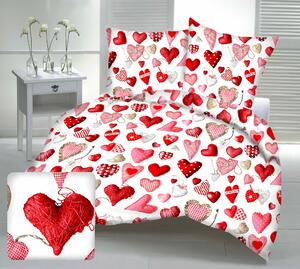 Deluxe 3D Love fehér pamut ágyneműhuzat - 1x Párna 90x70cm, 1x Paplan 140x200cm