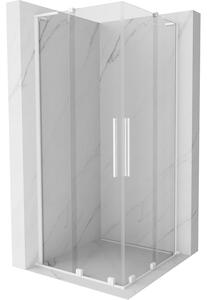 Mexen Velar L Duo, zuhanykabin tolóajtóval 90 x 90 cm, 8mm átlátszó üveg, fehér matt, 871-090-090-02-03-20