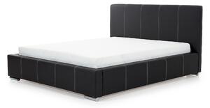 Lucia kárpitozott háloszobai ágy, tárolokkal - 160x200 cm - fekete műbőr Soft 11